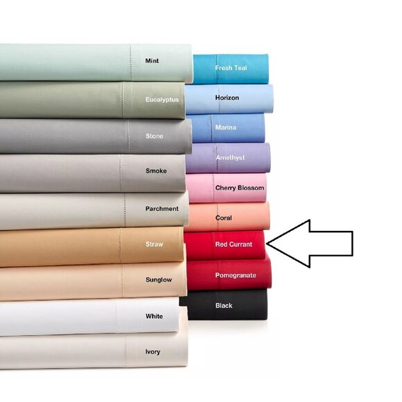 Charter Club 550 Damask Solid TC 100% Cotton KING Sheet Set in RED CURRANT color - Picture 5 of 5